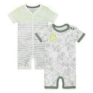 NEW! Burt's Bees Organic Cotton Rompers set of 2